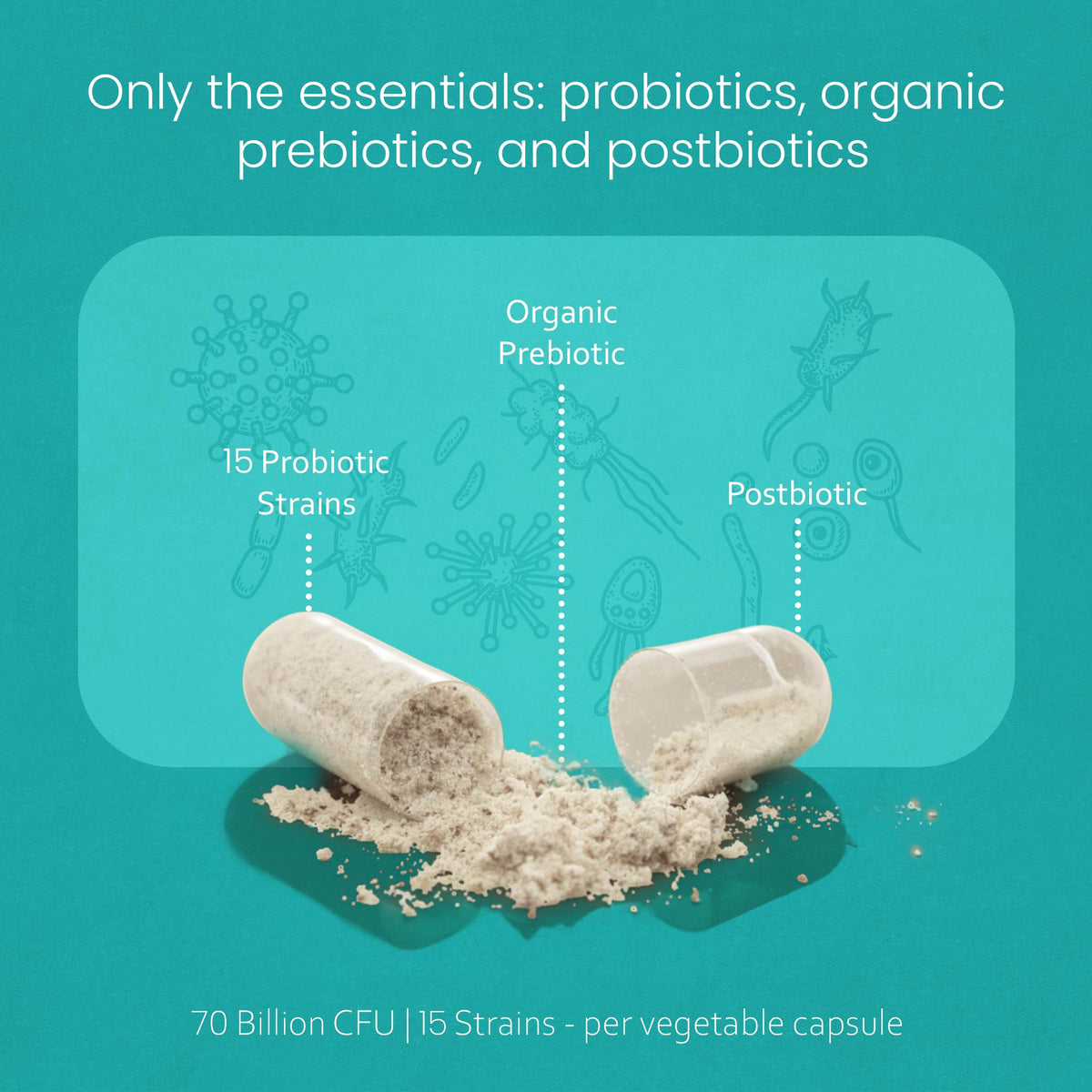 NaturaLife Labs Probiotics 70 Billion CFU – 15 Strains with Organic Prebiotic & Postbiotic – 3-in-1 Formula – 30 Vegan Capsules - PrimeBioHealth - canada supplements