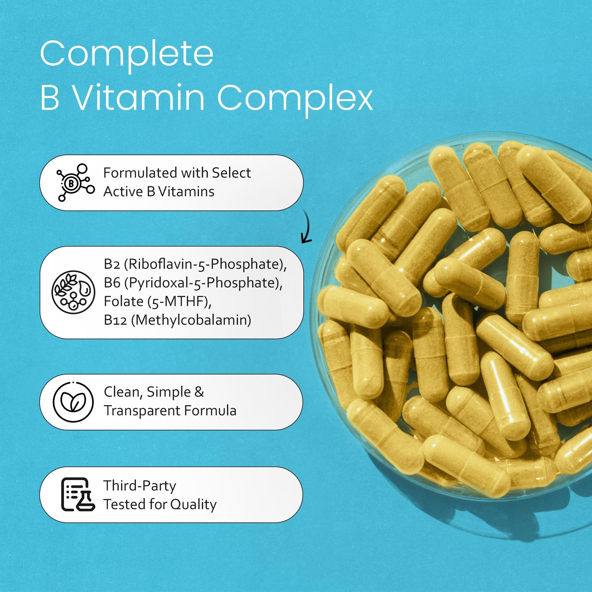 NaturaLife Labs Vitamin B Complex – All B Vitamins Including Active B2, B6, B9 & B12 (Methylcobalamin), Plus B1, B3, B5, B7 & Vitamin C – 100 Capsules - PrimeBioHealth - canada supplements
