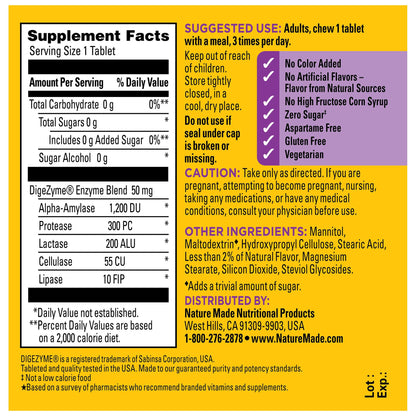 Nature Made Digestive Enzymes 5-in-1 Blend, Digestive Health Support, 90 Chewable Tablets, 30 Day Supply - PrimeBioHealth - canada supplements