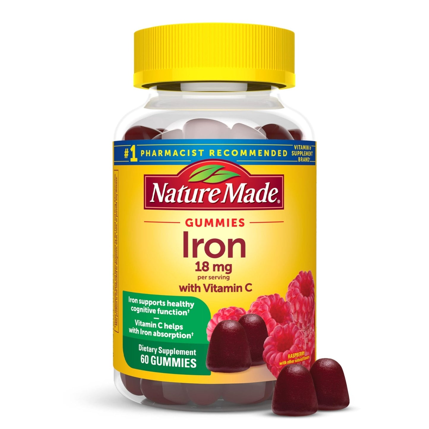Nature Made Iron 18 mg per serving Gummies with Vitamin C, Iron Supplement for Red Blood Cell Support, 60 Gummies, 30 Day Supply - PrimeBioHealth - canada supplements