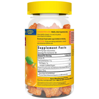 Nature Made Maximum Strength Dosage Vitamin C 1000mg per Serving, Immune Support Vitamin C Gummies for Adults, 80 Gummies, 20 Day Supply - PrimeBioHealth - canada supplements