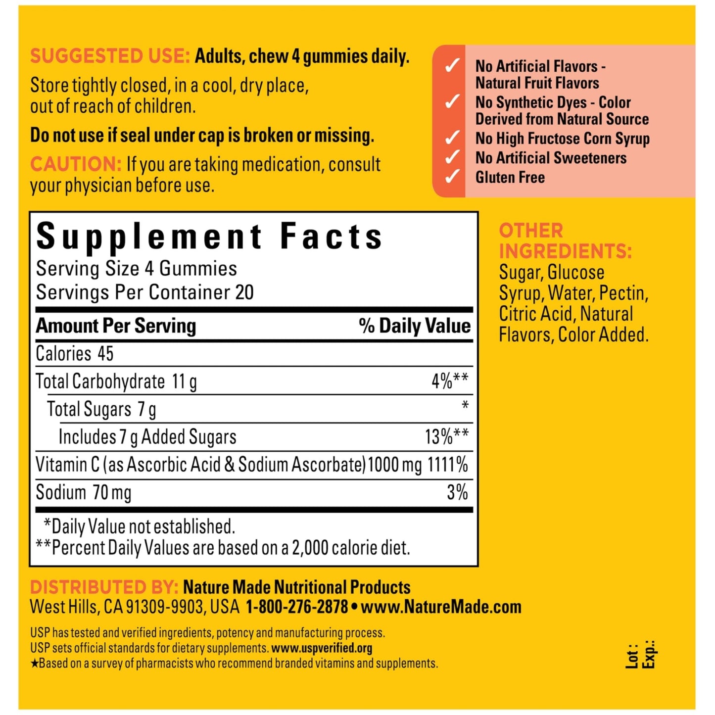 Nature Made Maximum Strength Dosage Vitamin C 1000mg per Serving, Immune Support Vitamin C Gummies for Adults, 80 Gummies, 20 Day Supply - PrimeBioHealth - canada supplements