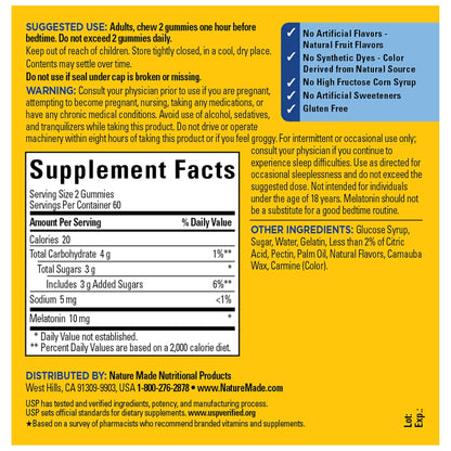 Nature Made Melatonin 10 mg per serving Gummies, Sleep Gummies for Adults Maximum Strength Dosage, 100% Drug Free Sleep Aid - PrimeBioHealth - canada supplements