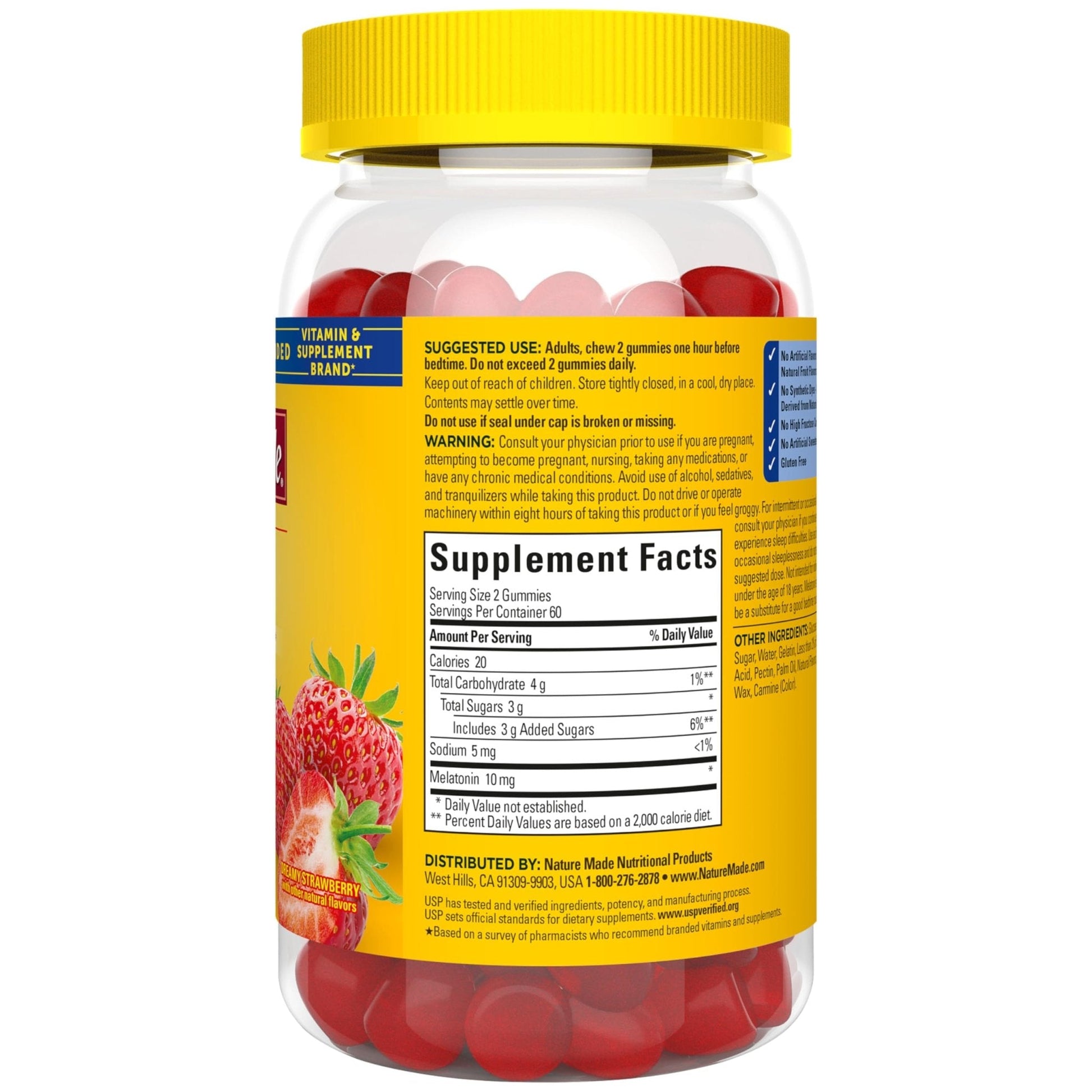 Nature Made Melatonin 10 mg per serving Gummies, Sleep Gummies for Adults Maximum Strength Dosage, 100% Drug Free Sleep Aid - PrimeBioHealth - canada supplements