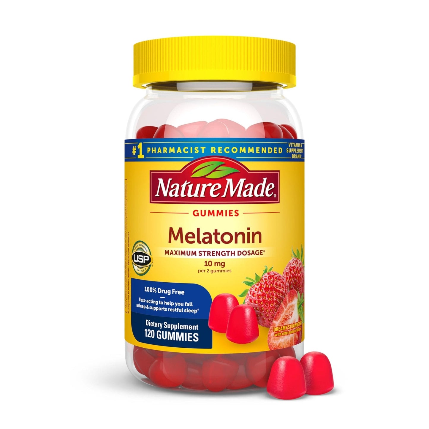 Nature Made Melatonin 10 mg per serving Gummies, Sleep Gummies for Adults Maximum Strength Dosage, 100% Drug Free Sleep Aid - PrimeBioHealth - canada supplements