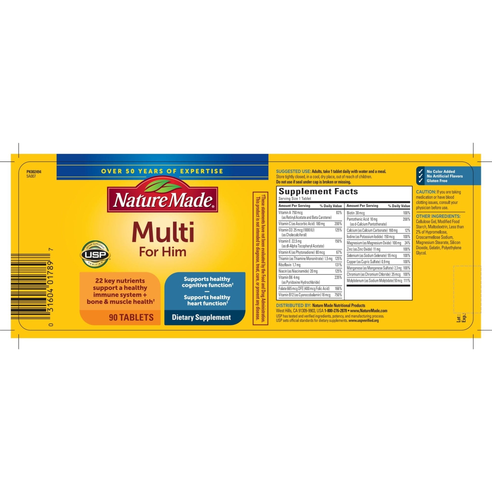 Nature Made Multivitamin for Him, Mens Multivitamins with No Iron, Daily Nutritional Support, Nature Made Multi Mens Vitamins & Minerale - PrimeBioHealth - canada supplements
