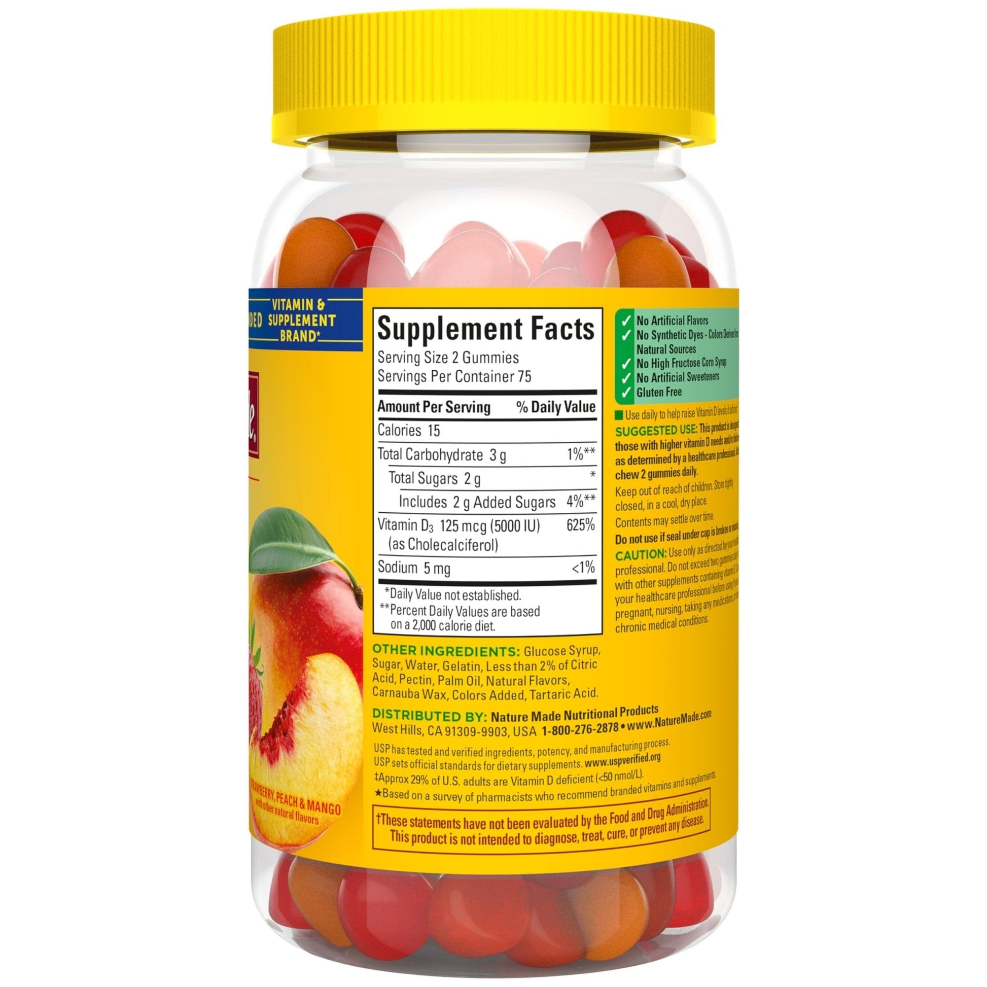 Nature Made Vitamin D3 5000 IU Per Serving Gummies Extra Strength, Bone and Immune Health Support, 150 Vitamin D Gummies for Adults, 75 Day Supply - PrimeBioHealth - canada supplements