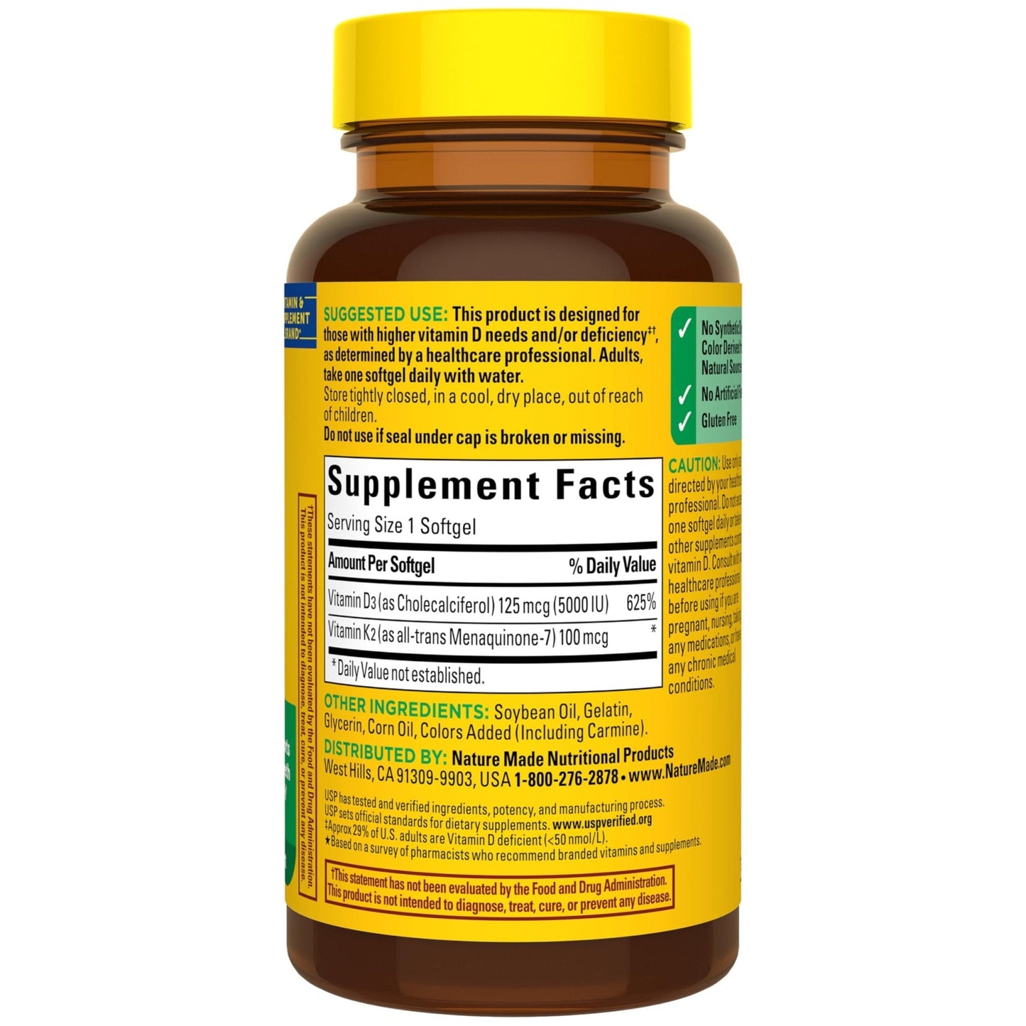 Nature Made Vitamin D3 K2 Supplement, 5000 IU (125 mcg) Vitamin D for Bone, Teeth, Muscle and Immune Support - PrimeBioHealth - canada supplements