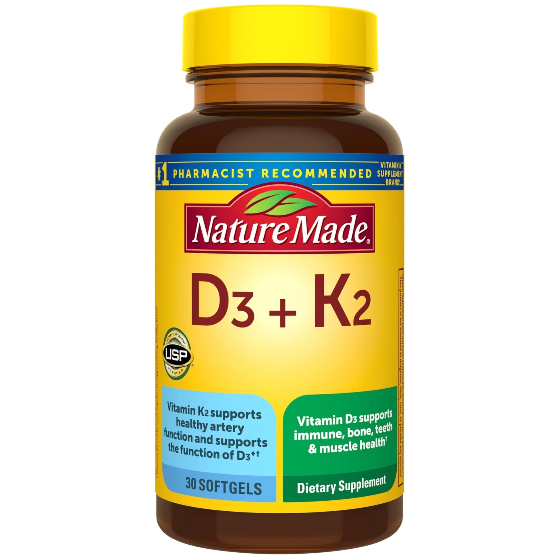Nature Made Vitamin D3 K2 Supplement, 5000 IU (125 mcg) Vitamin D for Bone, Teeth, Muscle and Immune Support - PrimeBioHealth - canada supplements