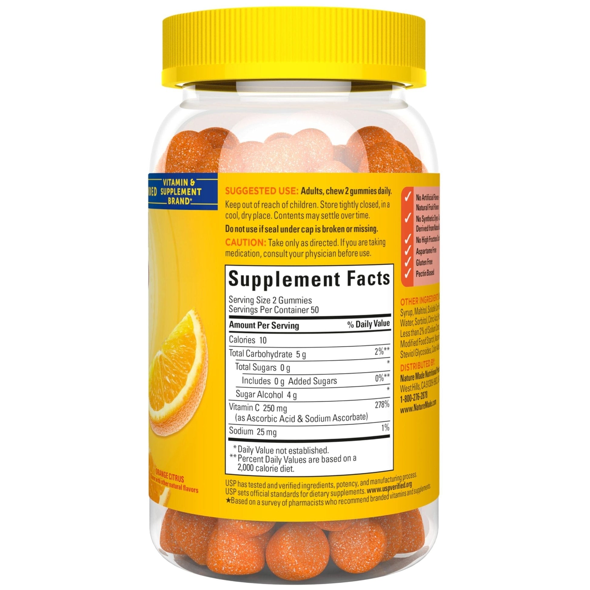 Nature Made Zero Sugar Vitamin C Gummies 250 mg Per Serving, Immune & Antioxidant Support, Aspartame Free - PrimeBioHealth - canada supplements