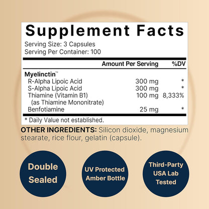 NatureBell Alpha Lipoic Acid Complex, 600mg, 300 Capsules | 4-in-1 Myelinctin Formula with R-ALA, S-ALA, Thiamine & Benfotiamine | High Absorption & Antioxidant Support | Non-GMO, Gluten-Free - PrimeBioHealth - canada supplements