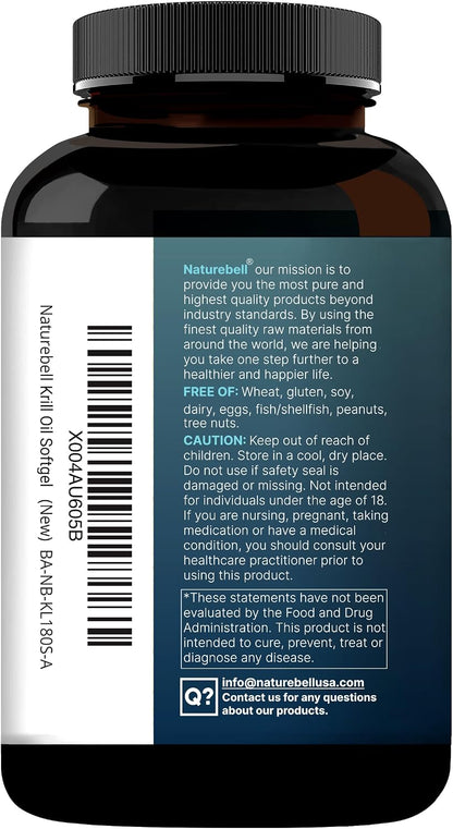 NatureBell Antarctic Krill Oil 2000mg Supplement, 240 Softgels, 3X Strength Natural Source of Omega-3s, EPA 240mg + DHA 160mg + Astaxanthin 800mcg – No Fishy Aftertaste – Mercury Free & Non-GMO - PrimeBioHealth - canada supplements