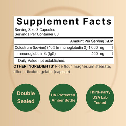 NatureBell Bovine Colostrum Supplement 1,000mg Per Serving, 240 Capsules | 40% IgG Colostrum Powder for Gut Health, Bloating, Skin, Hair & Immune Support – Non-GMO - PrimeBioHealth - canada supplements