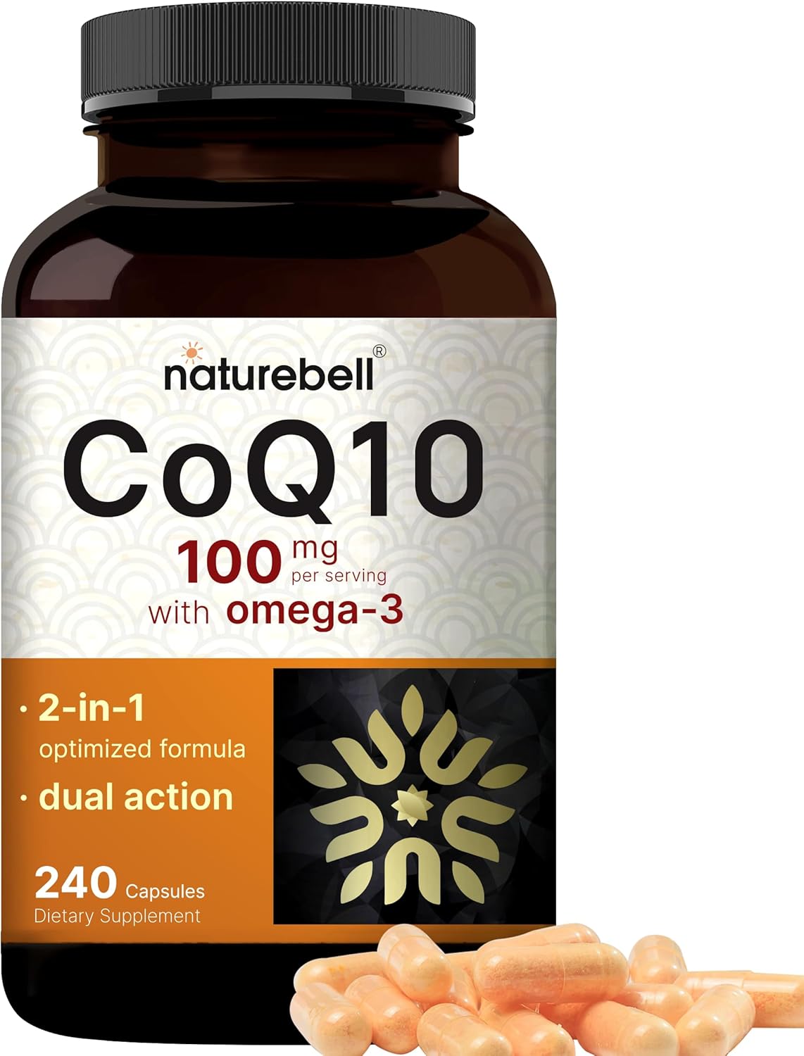 NatureBell CoQ10 100mg with Omega 3, 240 Capsules | Stable High Absorption Form – Antioxidant Support for Heart & Energy Health – Extra Strength Coenzyme Q10 Supplement - PrimeBioHealth - canada supplements