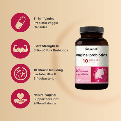 NatureBell Magnesium Glycinate Capsules 500mg & Vaginal Probiotics for Women in Veggie Capsules | Bundle Pack | Chelated & Purified Mineral | 10 Strains & 10 Billion CFU - PrimeBioHealth - canada supplements