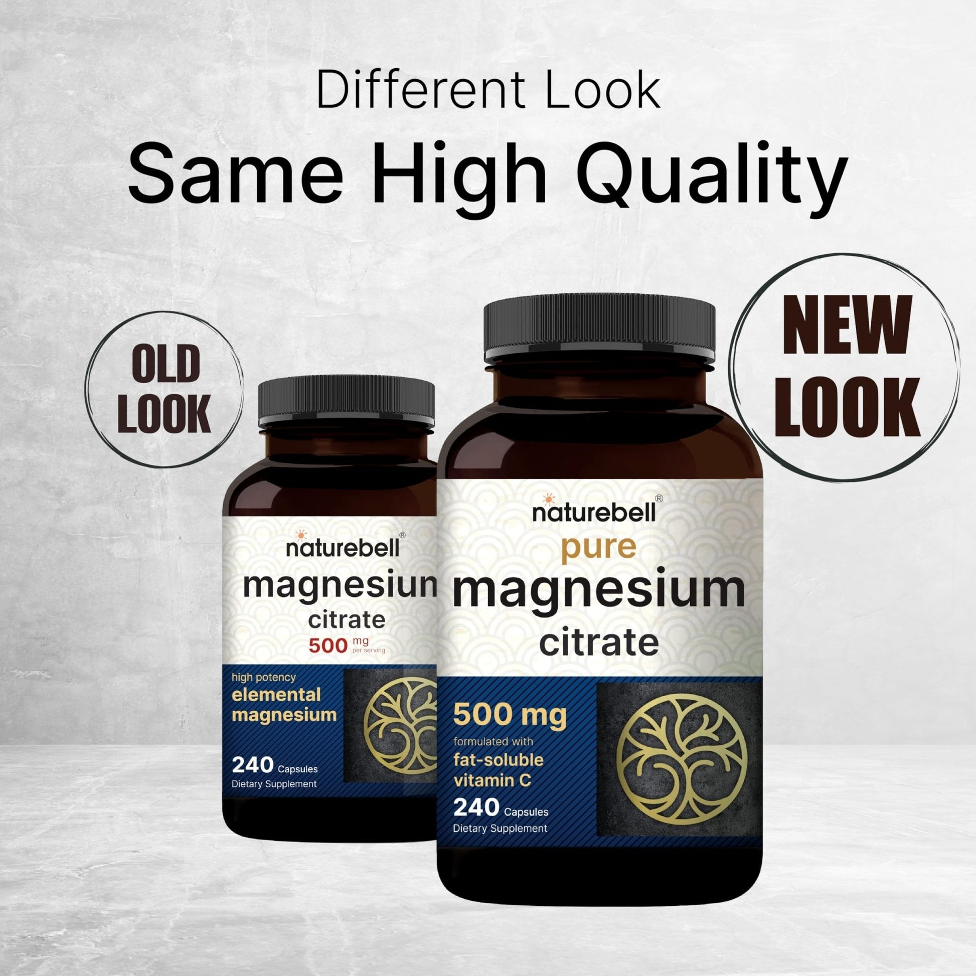 NatureBell Pure Magnesium Citrate 500mg per 3 Capsules Serving Size, 240 Capsules per Bottle | High-Purity Elemental Form | Non-GMO, Gluten-Free - PrimeBioHealth - canada supplements