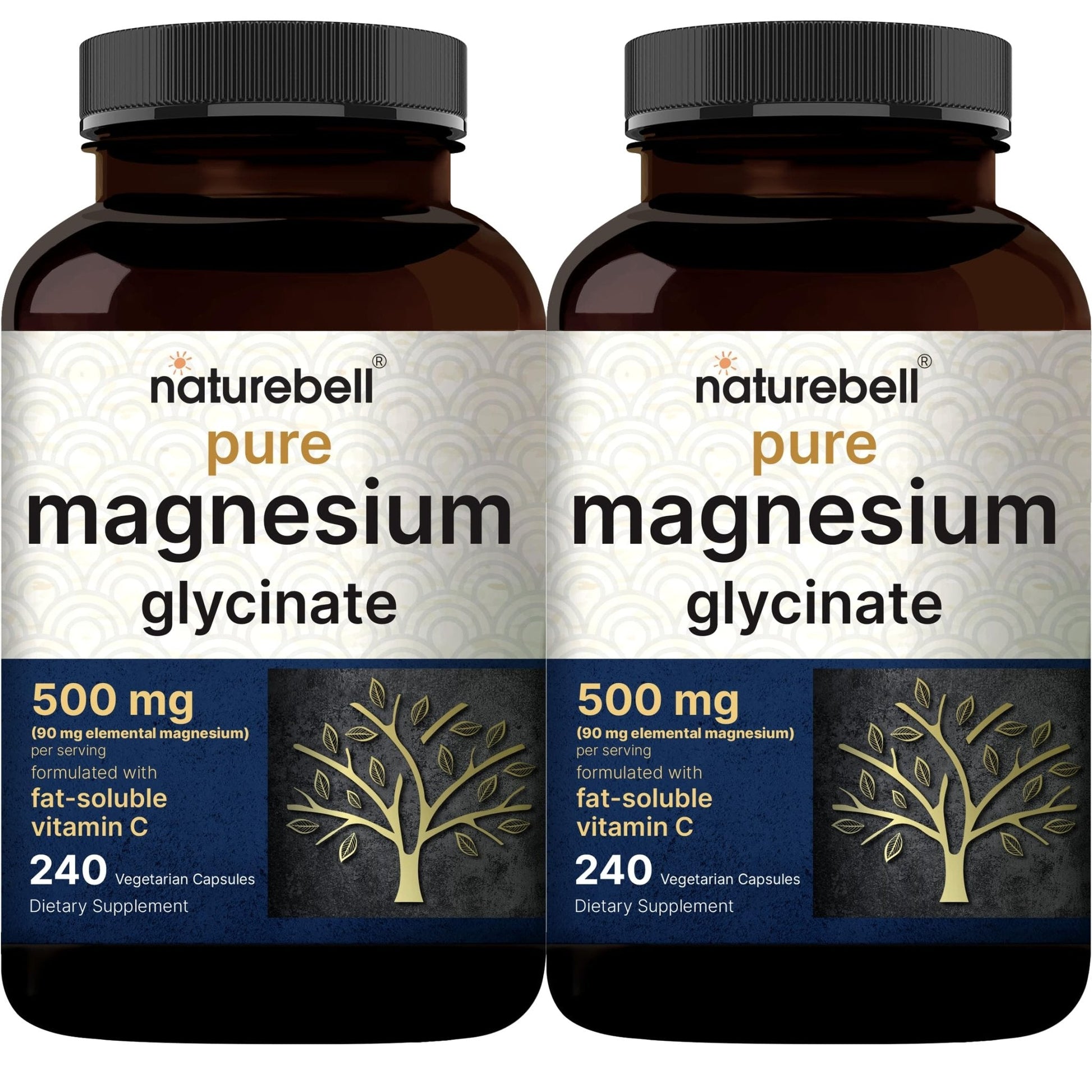 Naturebell Pure Magnesium Glycinate 500mg, 240 Veggie Capsules | 100% Chelated & Purified – 3rd Party Tested, Vegan Friendly, Non-GMO, Filler Free - PrimeBioHealth - canada supplements
