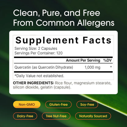 NatureBell Quercetin 1,000mg - 240 Capsules - Ultra Strength Supplement for Healthy Immune Support* - Quercetin Dihydrate from Sophora Japonica - 3rd Party Tested - Single-Ingredient Purity - PrimeBioHealth - canada supplements