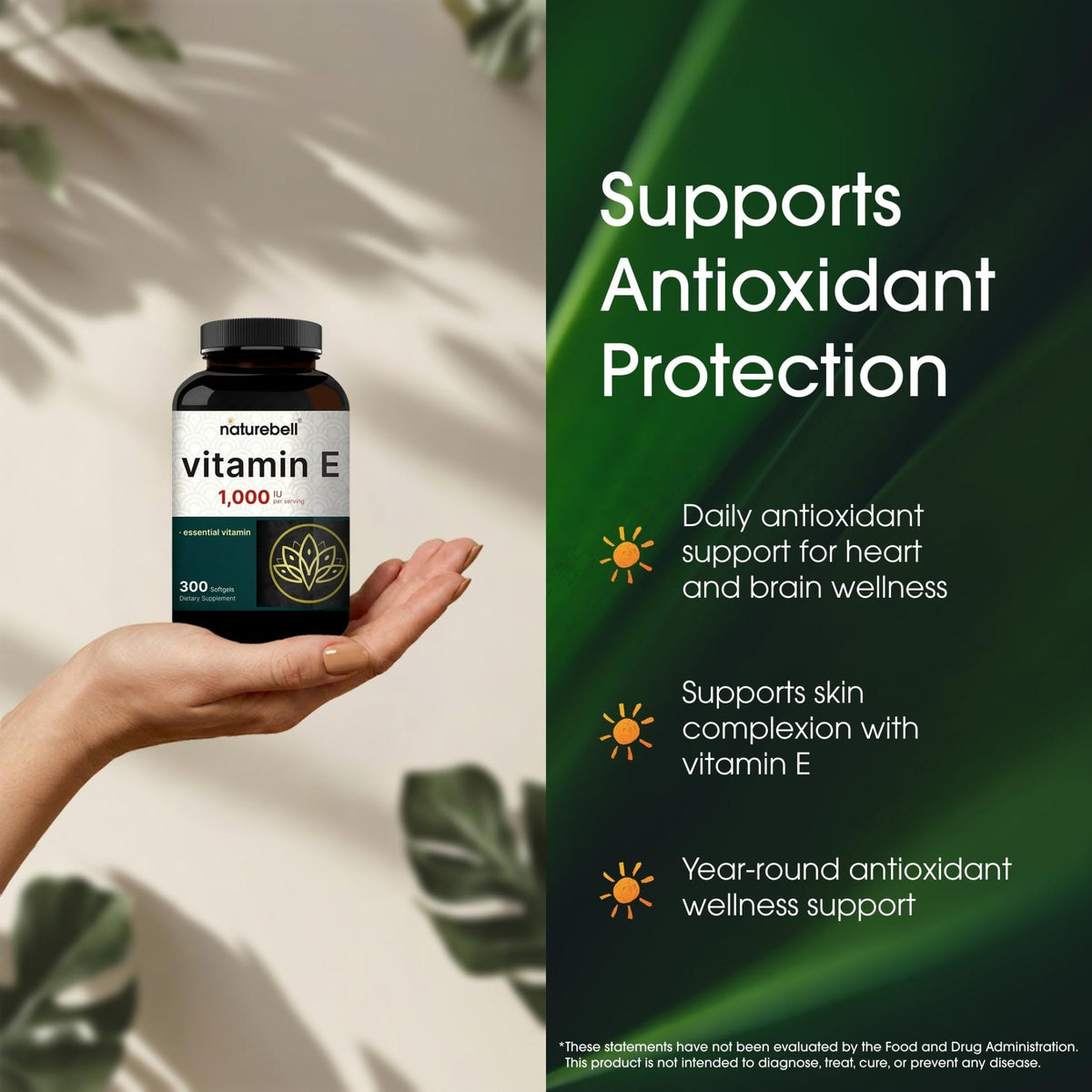 NatureBell Vitamin E 1,000 IU Per Serving - 300 Softgels - Antioxidant Supplement for Skin, Heart & Brain Health Support - PrimeBioHealth - canada supplements