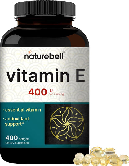 NatureBell Vitamin E Oil Softgels, 400iu Per Serving, 400 Pills | Essential Antioxidant Supplements, Easily Absorbed Form – Supports Skin, Heart, & Immune Health – Non-GMO - PrimeBioHealth - canada supplements