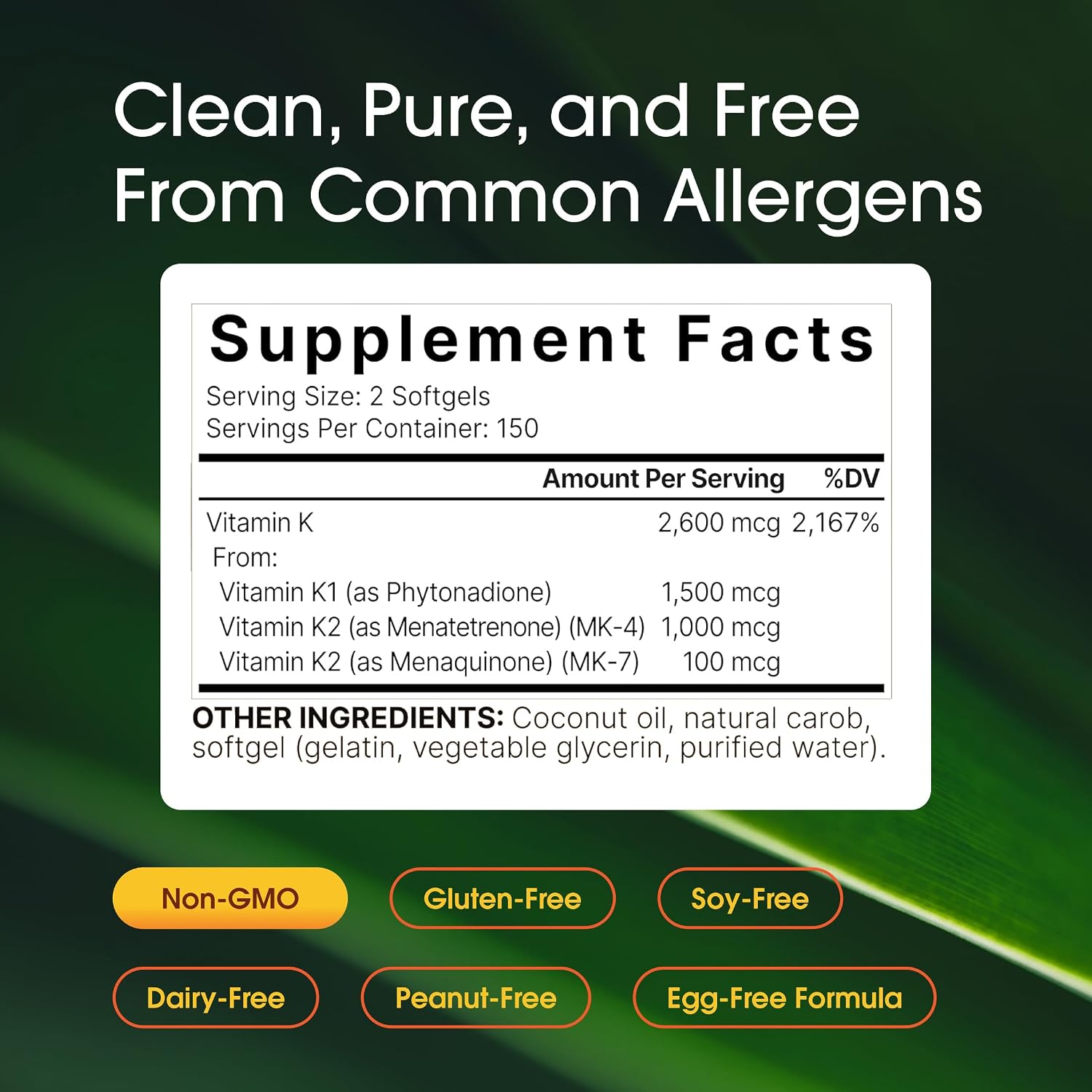 NatureBell Vitamin K Complex - 300 Softgels - Delivers 2,600mcg Vitamin K - Full Spectrum Bone & Heart Health Support Supplement - High Absorption K1 & K2 MK-4 & MK-7* - PrimeBioHealth - canada supplements