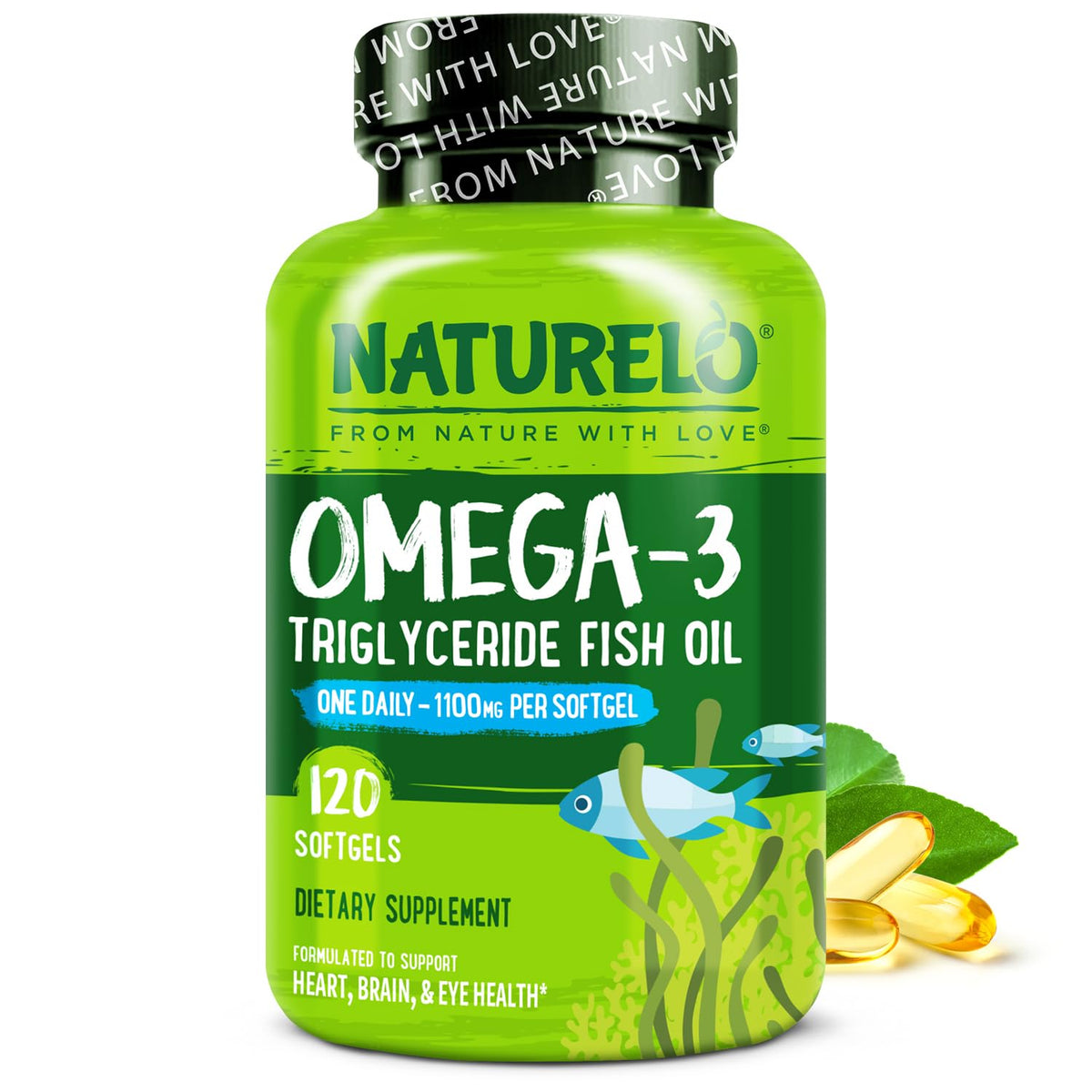 NATURELO Burpless Omega 3 Fish Oil Supplement - 1100mg Triglyceride Omega-3, EPA + DHA, Liquid Fish Oil for Heart, Eye, Brain, Joint Health - PrimeBioHealth - canada supplements