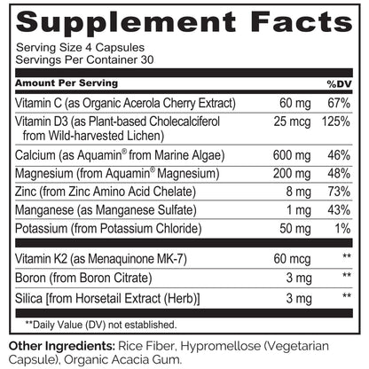 NATURELO Calcium Supplement - with Vitamin C, Vitamin D3, K2, and Calcium Magnesium Zinc for Bone Strength with Calcium 600mg - Plant-Based, 120 Vegetarian Capsules - PrimeBioHealth - canada supplements