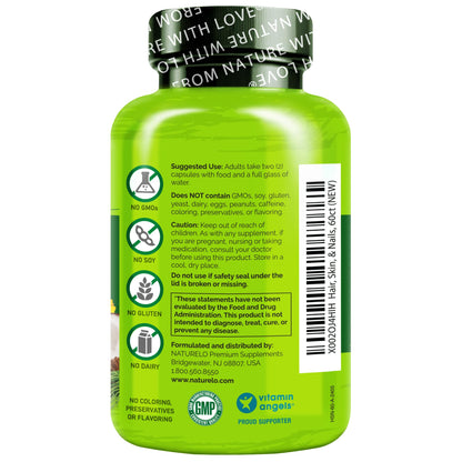 NATURELO Hair, Skin and Nails Vitamins - 5000 mcg Biotin, Collagen, Natural Vitamin E - Supplement for Healthy Skin - PrimeBioHealth - canada supplements