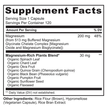 NATURELO Magnesium Glycinate Chelate Complex - 200 mg Magnesium with Organic Vegetables to Support Sleep, Calm, Muscle Cramp & Stress Relief - PrimeBioHealth - canada supplements