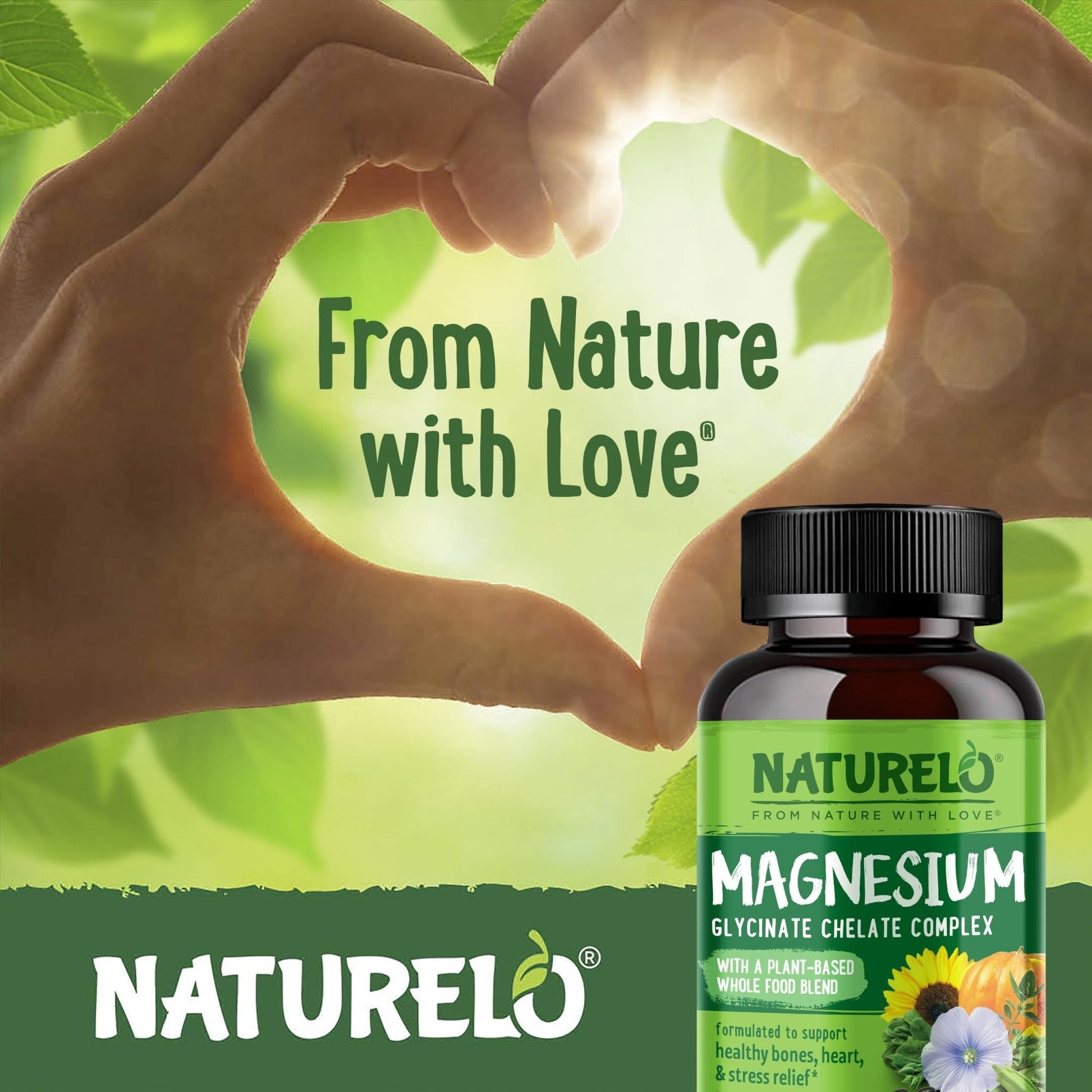 NATURELO Magnesium Glycinate Chelate Complex - 200 mg Magnesium with Organic Vegetables to Support Sleep, Calm, Muscle Cramp & Stress Relief - PrimeBioHealth - canada supplements