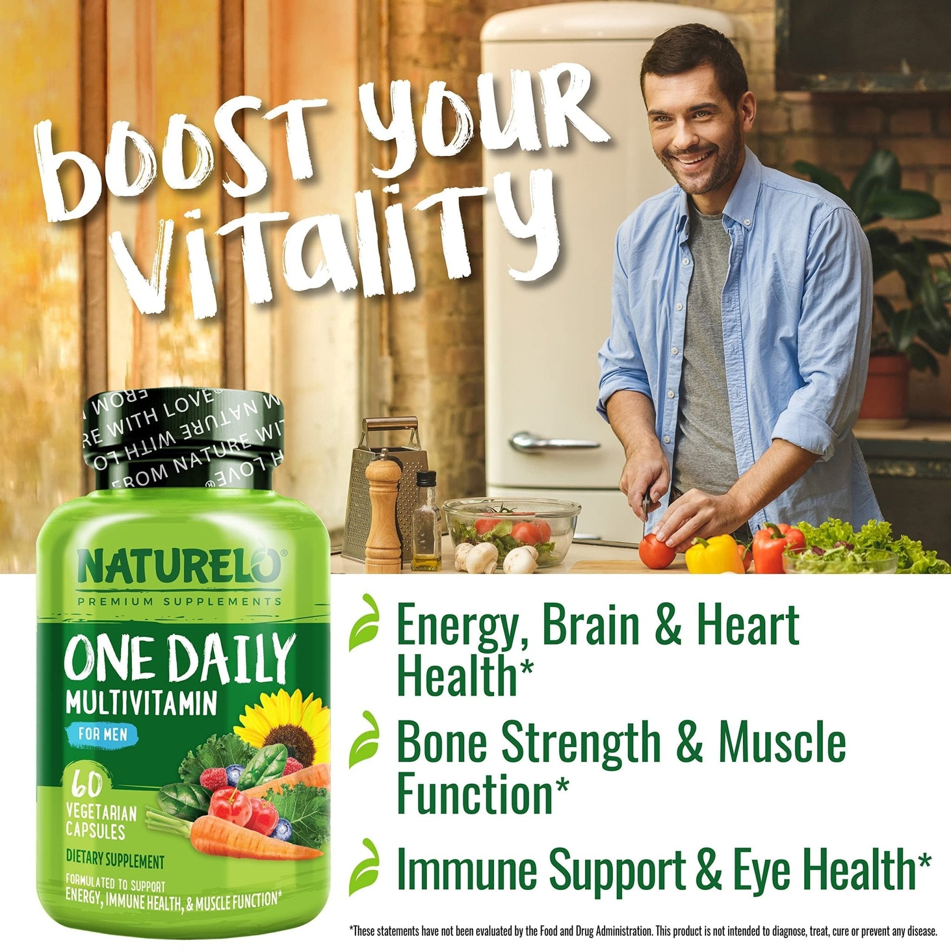 NATURELO Mens Multivitamins - One Daily Multivitamin for Men with Vitamins, Minerals & Organic Whole Foods, Boost Energy & Health, - PrimeBioHealth - canada supplements
