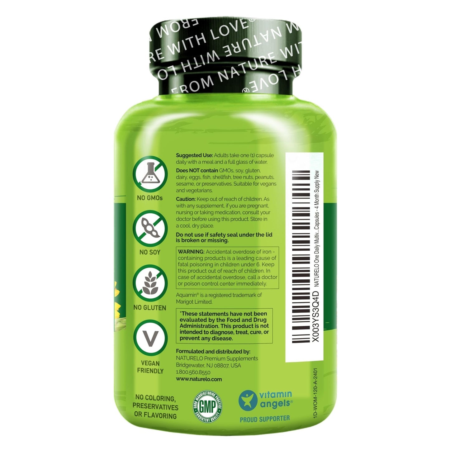 NATURELO One Daily Multivitamin for Women w/Vitamin B12, 120 Ct, Energy Support, Whole Food Daily Women Multivitamin Supplement, Nourish Hair/Skin/Nail, Non-GMO - PrimeBioHealth - canada supplements