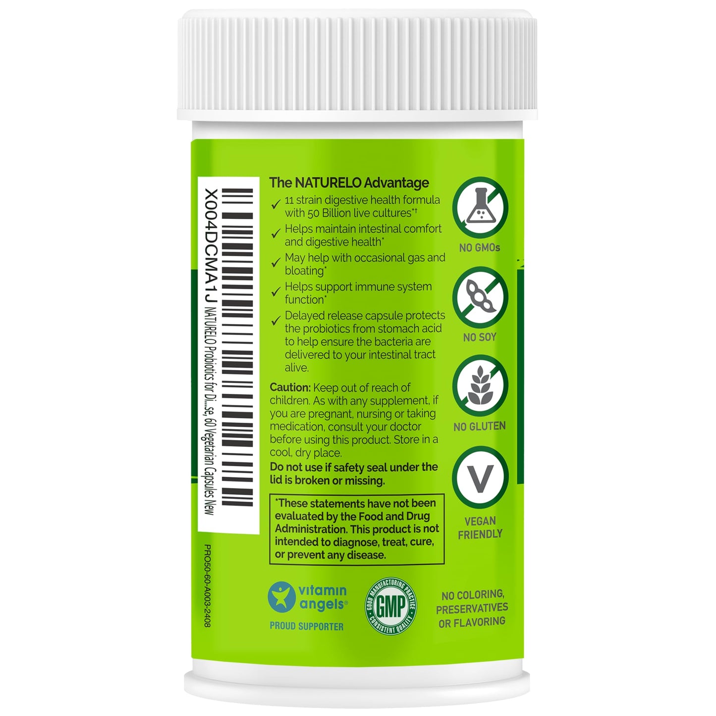 NATURELO Probiotics for Digestive Health - 50 Billion CFU, 11 Strains, Daily Use Supplement - Boosts Immune System, Delayed Release, - PrimeBioHealth - canada supplements