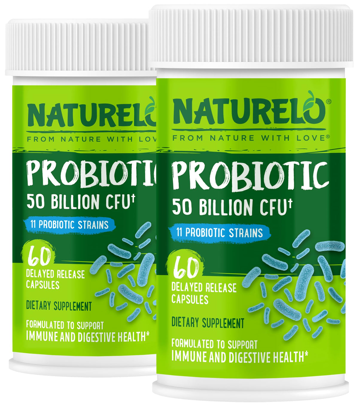NATURELO Probiotics for Digestive Health - 50 Billion CFU, 11 Strains, Daily Use Supplement - Boosts Immune System, Delayed Release, - PrimeBioHealth - canada supplements