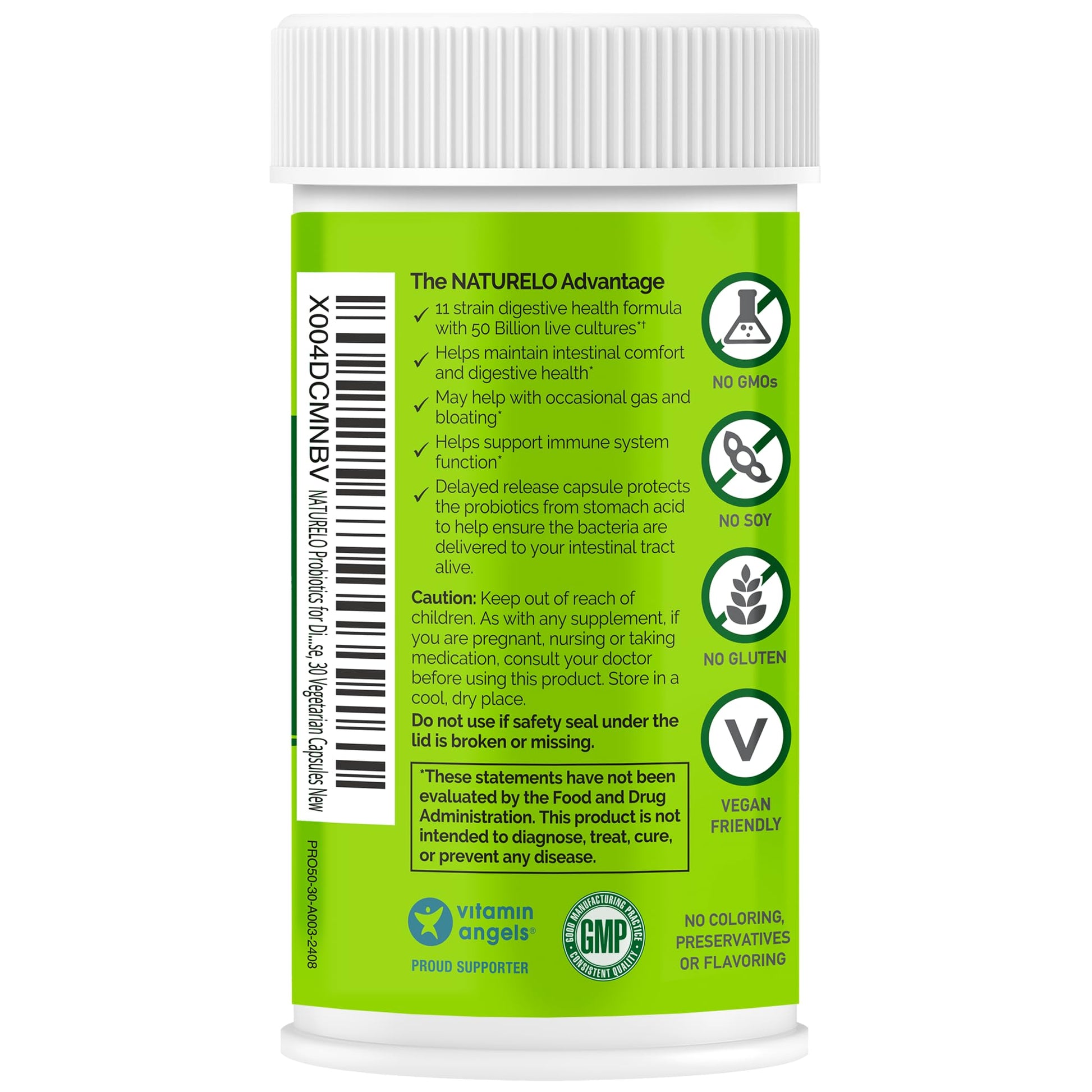 NATURELO Probiotics for Digestive Health, 50 Billion CFU, 30 Vegetarian Capsules, 11 Strains, Daily Use Supplement, Delayed Release, No-Fridge, Helps Boost Immune System, - PrimeBioHealth - canada supplements