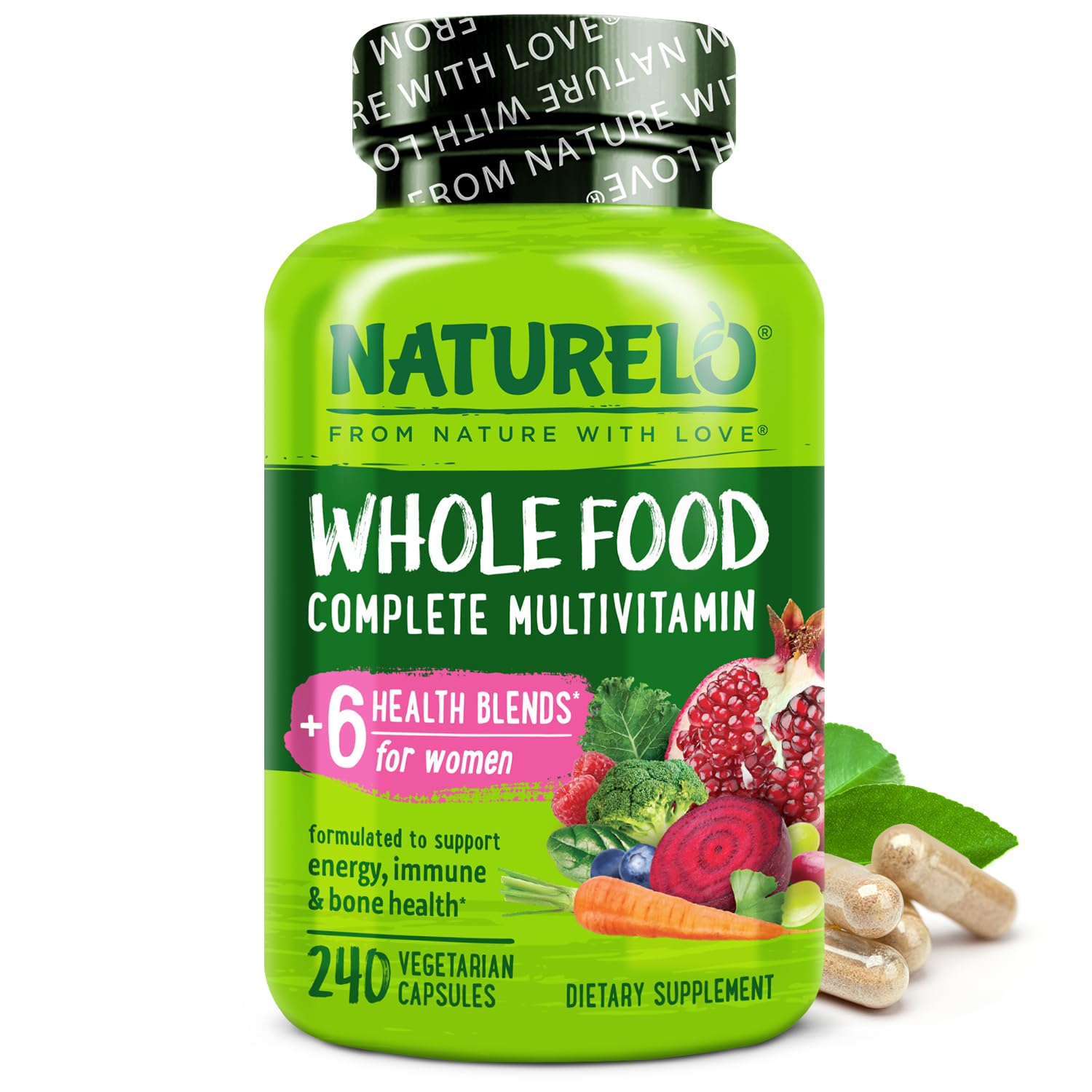 NATURELO Whole Food Multivitamin for Women - with Vitamins, Minerals, & Organic Extracts - Supplement for Energy and Heart Health - PrimeBioHealth - canada supplements