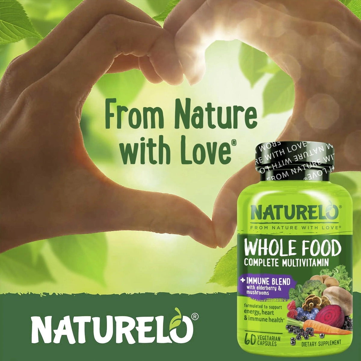 NATURELO Whole Food Multivitamin + Immune Blend with Elderberry & Mushrooms - Complete Multivitamin with Extra Immune Support - PrimeBioHealth - canada supplements