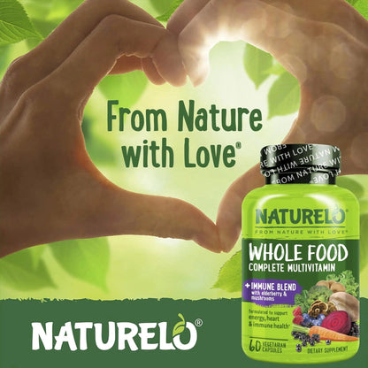 NATURELO Whole Food Multivitamin + Immune Blend with Elderberry & Mushrooms - Complete Multivitamin with Extra Immune Support - PrimeBioHealth - canada supplements