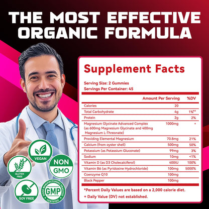 Natures Aid Magnesium Glycinate Gummies 1000mg - Sugar Free Magnesium Potassium Supplement with Vitamin D, B6, CoQ10 for Calm Mood - PrimeBioHealth - canada supplements