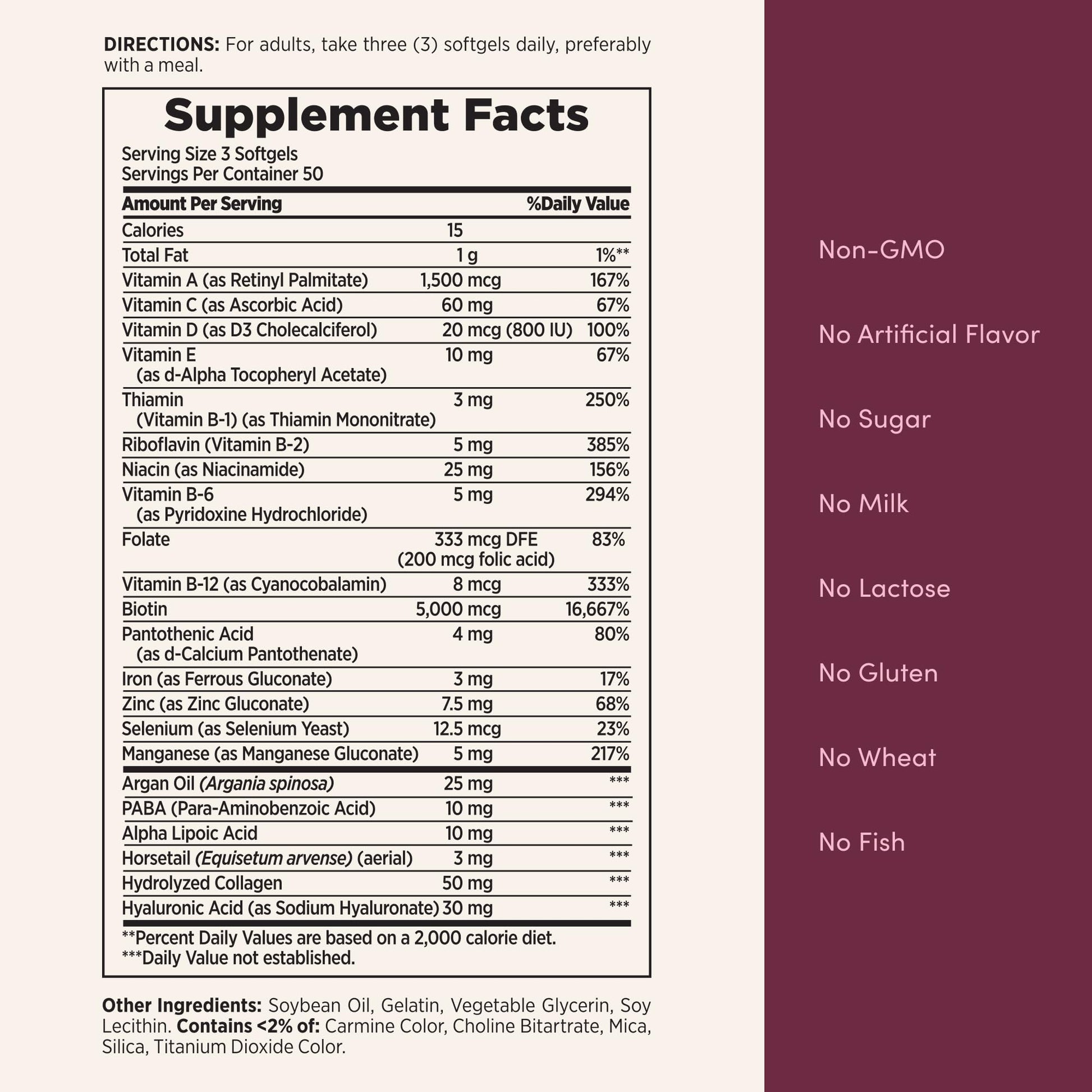 Nature's Bounty Advanced Hair, Skin & Nails, Argan-Infused Vitamin Supplement with Biotin and Hyaluronic Acid, 150 Rapid Release Softgels, 50 Total Servings - PrimeBioHealth - canada supplements
