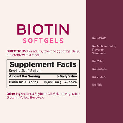 Nature's Bounty Biotin 10000mcg Supplement, Supports Healthy Hair, Skin and Nails, Optimal Solutions Hair Vitamin with Biotin - PrimeBioHealth - canada supplements
