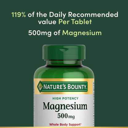 Nature's Bounty Magnesium 500 mg Tablets, High Potency Magnesium Supplement for Bone & Muscle Health, Whole Body Support, 200 Count (Pack of 1) - PrimeBioHealth - canada supplements