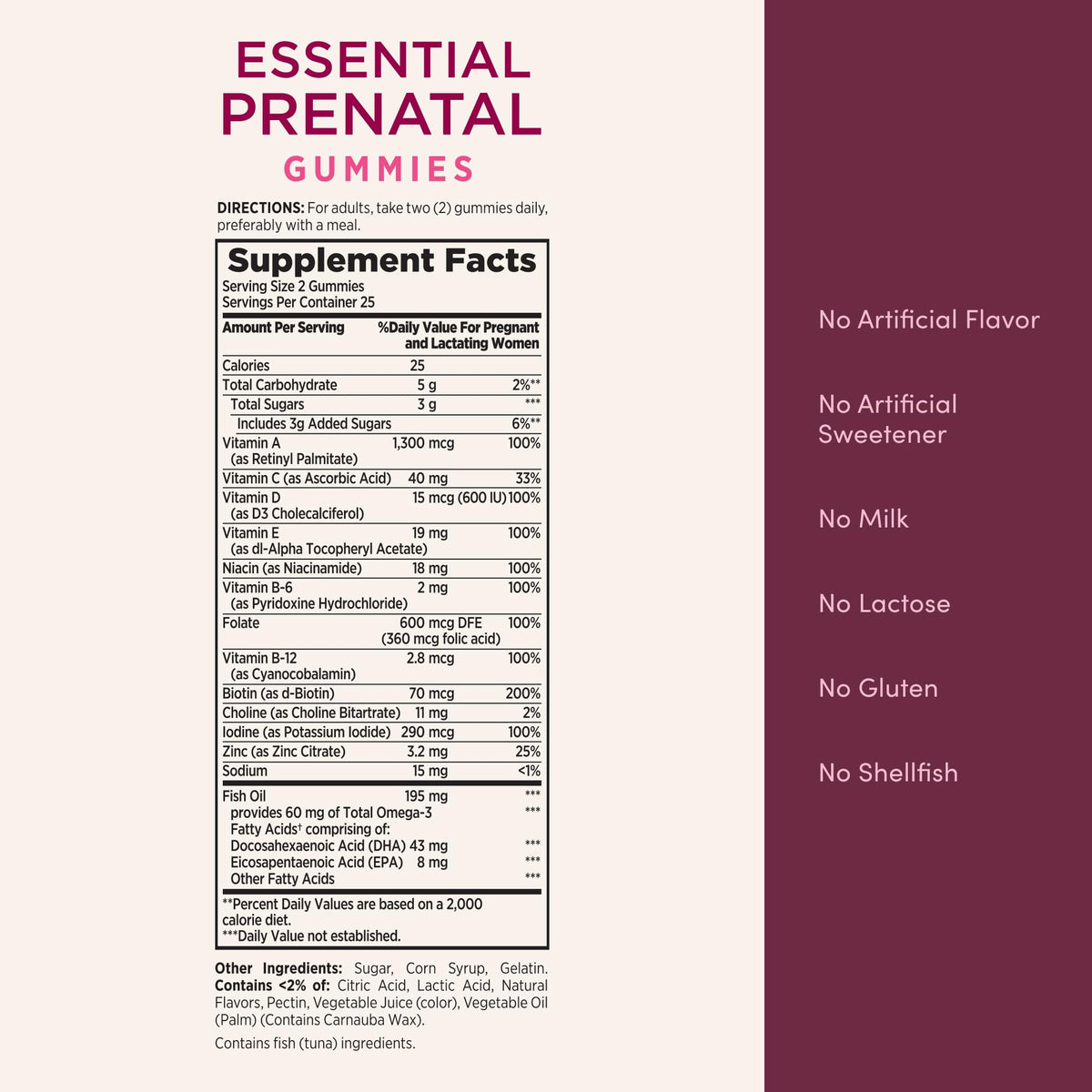 Nature's Bounty Optimal Solutions Essential Prenatal Gummies, Folic Acid and Iodine, Omega 3 and DHA, 50 Count - PrimeBioHealth - canada supplements