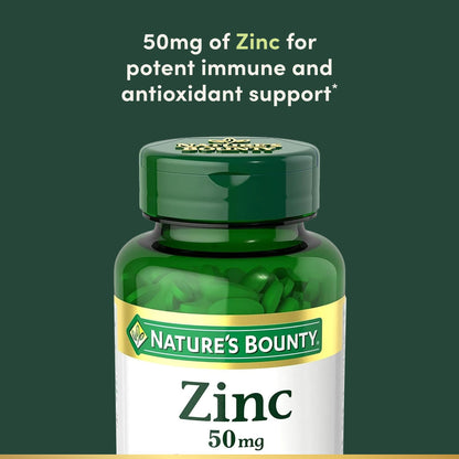 Nature’s Bounty Zinc 50mg, Immune Support & Antioxidant Supplement, Promotes Skin Health, 1 Caplet Per Day, Gluten Free, 250 Vegetarian Caplets - PrimeBioHealth - canada supplements