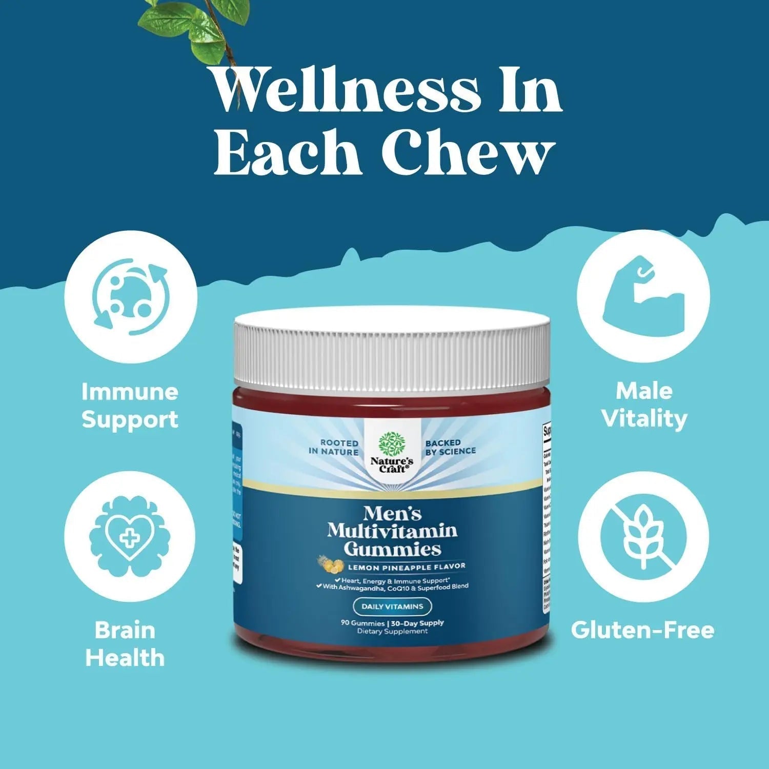 Natures Craft Men's Multivitamin Gummies with Superfood Complex - Daily Multivitamin for Men Gummies with CoQ10 and Ashwagandha - PrimeBioHealth - canada supplements