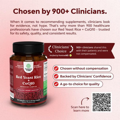 Natures Craft Red Yeast Rice with CoQ10 Supplement - Advanced Healthy Heart & Healthy Cholesterol Levels Formula for Men & Women - Red Yeast Rice Capsules with 1200 mg - PrimeBioHealth - canada supplements