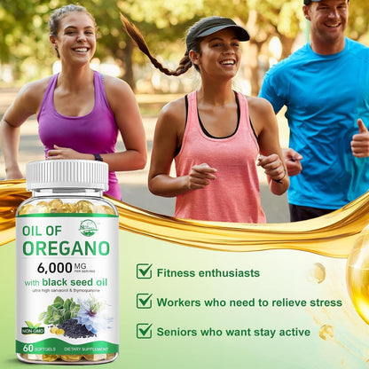 Nature's live Oil of Oregano with Black Seed Oil, 2 in 1 Oregano Supplement for Immune Health, Retains High Concentrated Carvacrol & Thymoquinone - PrimeBioHealth - canada supplements