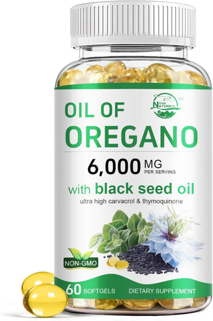 Nature's live Oil of Oregano with Black Seed Oil, 2 in 1 Oregano Supplement for Immune Health, Retains High Concentrated Carvacrol & Thymoquinone - PrimeBioHealth - canada supplements