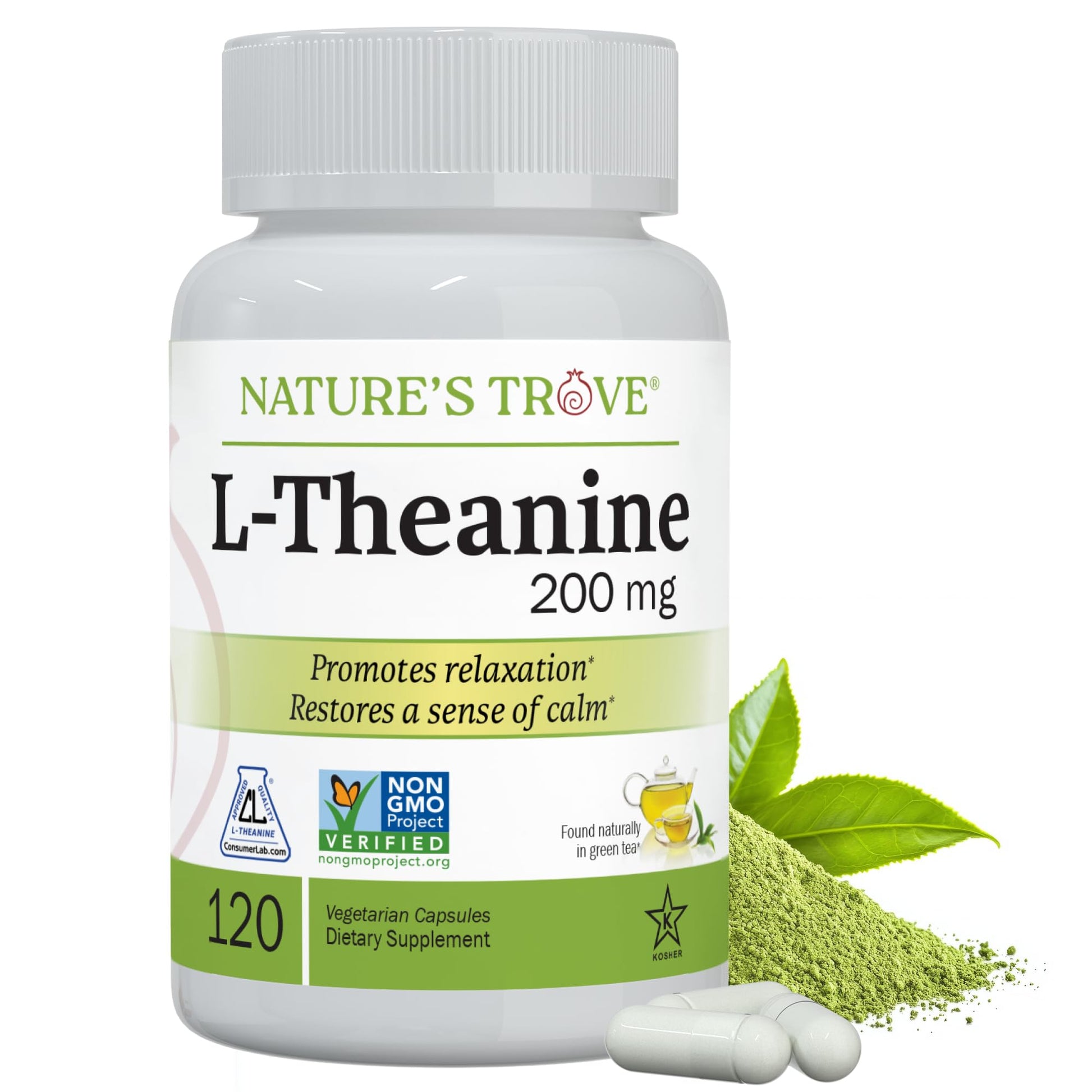 Nature's Trove L-Theanine 200mg 120 Vegetarian Capsules - PrimeBioHealth - canada supplements