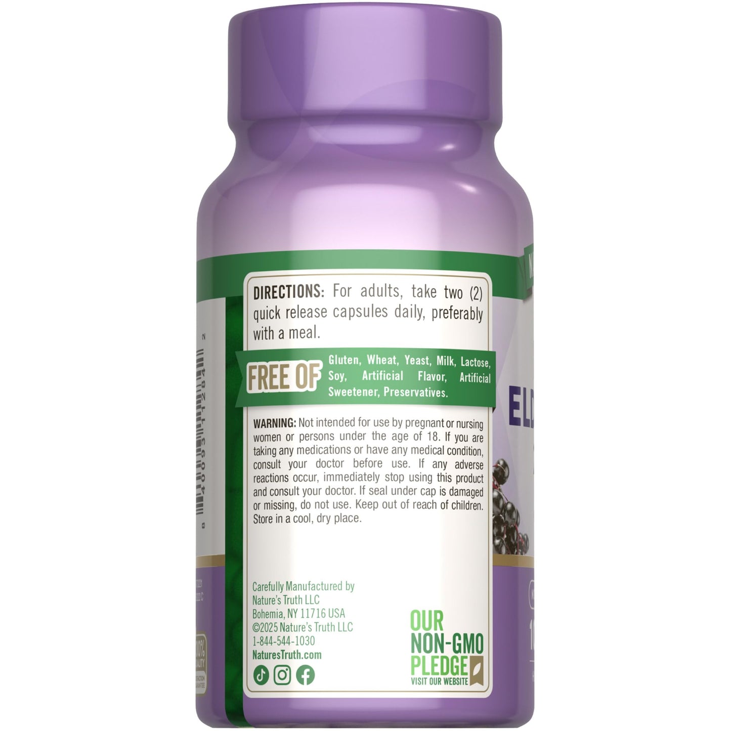 Nature's Truth Black Elderberry Capsules | 100 Count | Super Concentrated Sambucus Extract | Non-GMO and Gluten Free Supplement - PrimeBioHealth - canada supplements